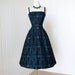 vintage 1950's dress ...gorgeous designer PAT PREMO mid-century woven tiki lounge fabric full skirt pin-up cocktail dress
