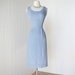 vintage 1950's dress ...fabulous JERRY GILDEN blue denim polkadot chambray rhinestone studded pin-up bombshell wiggle dress