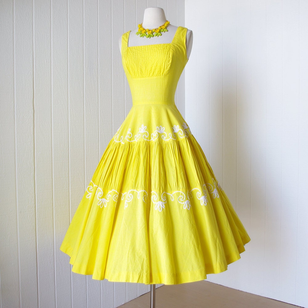 vintage 1950's dress ...sunshine yellow MATTHEW RICHARD by traven7
