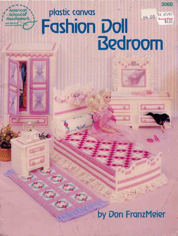 Vintage 1989 Barbie Pretty Plastic Canvas Bedroom Furniture