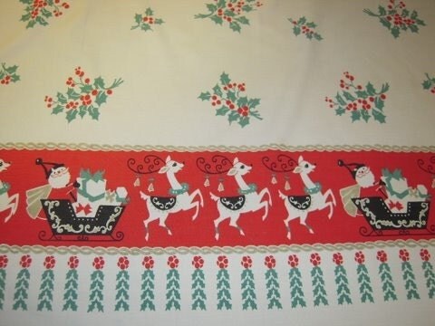 Embroidered Christmas Tablecloth - Embroidered Santa Claus, Reindeer (140*200cm) main image 0