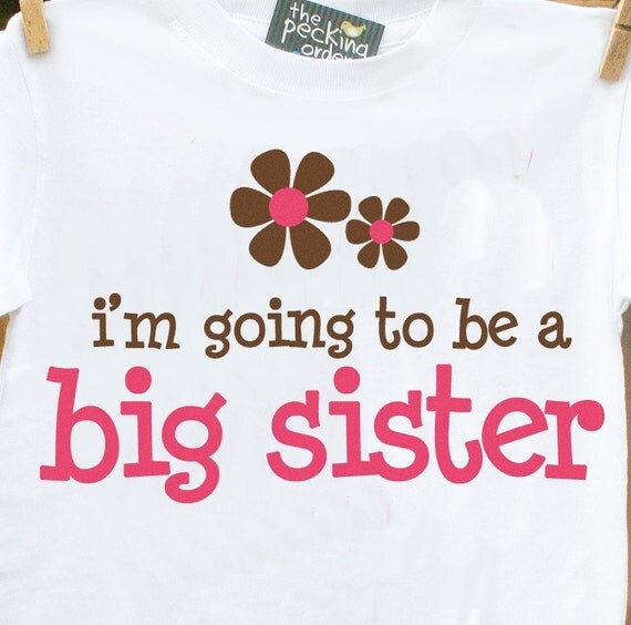 Big sister shirt pink/brown flower big sister by zoeysattic