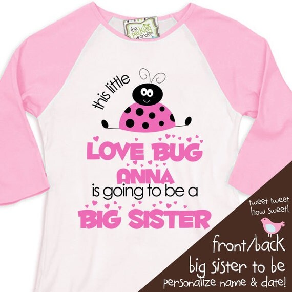 Big Sister shirt - adorable love bug LADYBUG personalized big sister ...