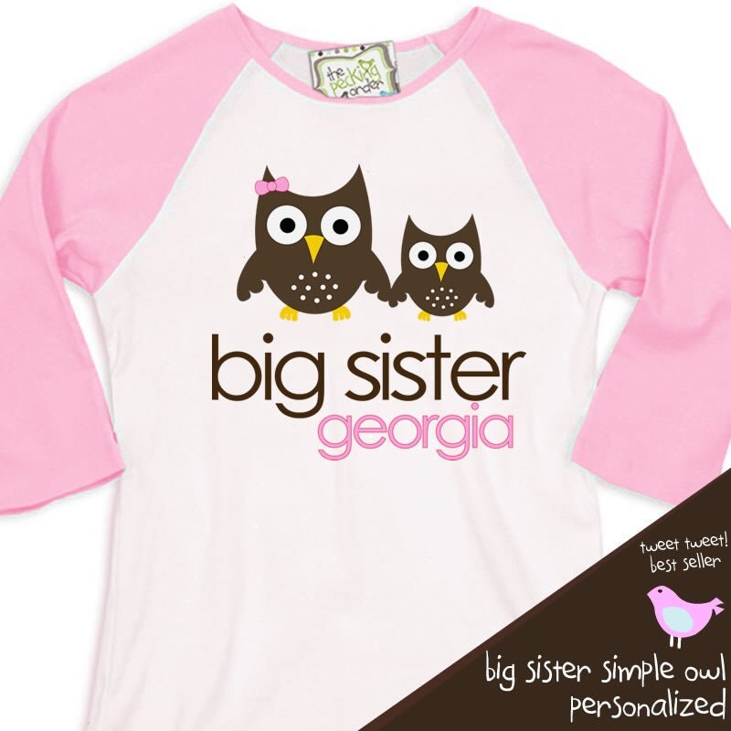 big sister shirt owl simple sweet RAGLAN by zoeysattic on Etsy