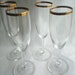 4 Glass Gold Rimmed Wine Goblets Glasses