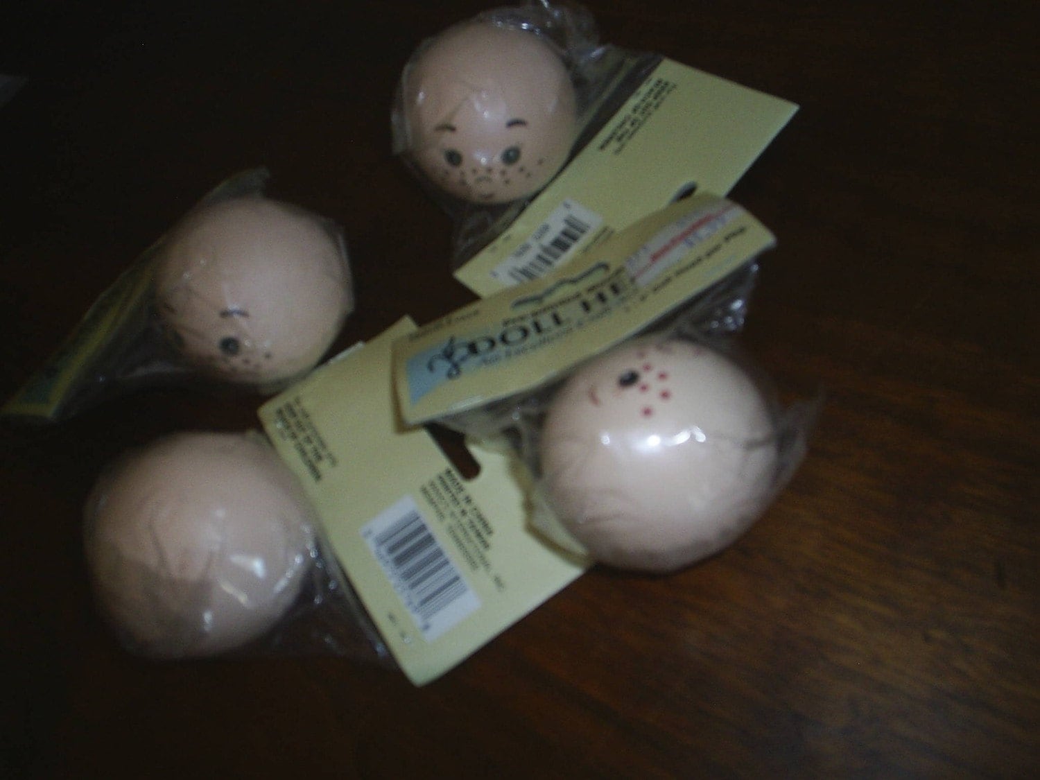 Wood Wooden Doll Heads 2 inch Painted Faces New by ShotgunSanta