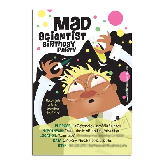 Mad Scientist Birthday Party Invitations 4