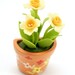 Miniature Polymer Clay Flowers Daffodil in handpainted terracotta pot, MAGNET
