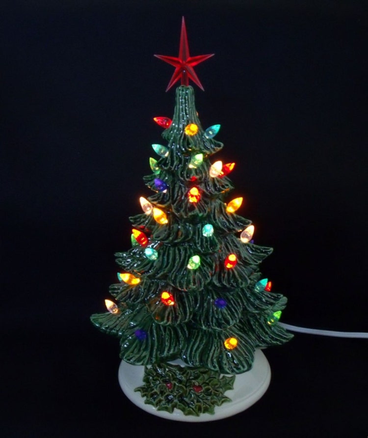 Old Fashioned Ceramic Christmas Tree 11 Inches by DarkHorseStore