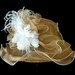Kentucky Derby Hat, Summer Hat, Easter Hat, Church Hat, Adjustable Size Organza Hat in Golden Champagne and White - "CHAMPAGNE WISHES"