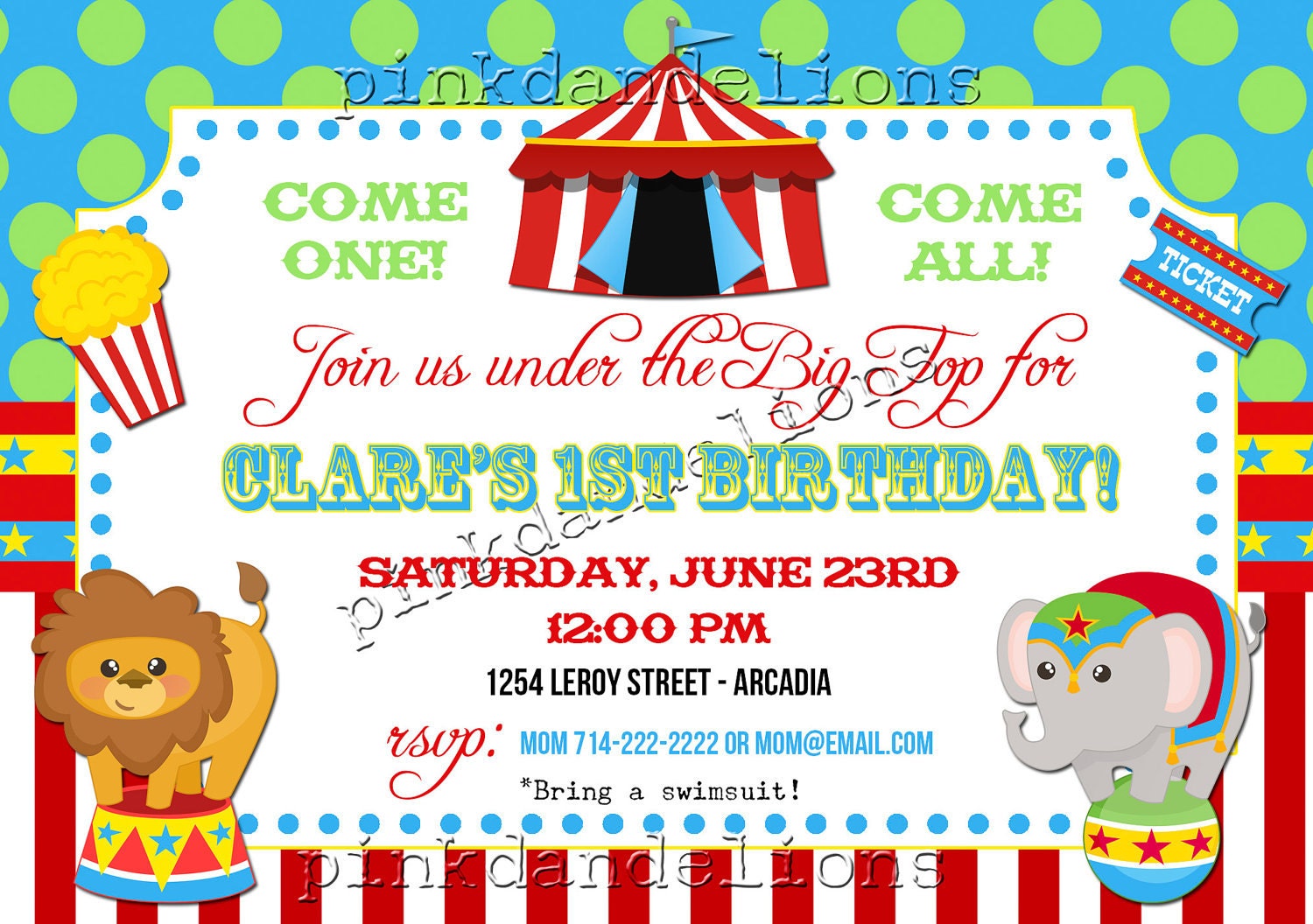 Circus Birthday Party Invitations 9