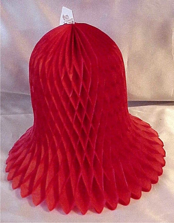 4 Red Tissue Paper Wedding Bells 9 inches by AllForOwen
