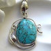 Large Turquoise Pendant Set in Sterling Silver on Antique Silver Chain