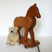 Old-Fashioned Wooden Toy Horse, Pull Toy, Hand-made
