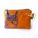 leather wallet orange owl purple screenprint zippered pouch