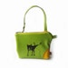 leather purse peeing dog pouch lime green screenprint bag