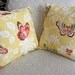 REDUCED - Yellow Throw Pillow Covers, Shabby Chic, Floral Cushion Covers, Decorative Pillow Shams, Butterfly Pillows - Set of Two - 16 x 16