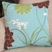 Throw Pillow Cover Decorative Cushion Cover Spa Blue Brown 16 x 16 Large Floral Indoor-Outdoor