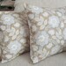 Floral Decorative Throw Pillow Cover Cushion Cover Couch Pillow Cover Robins Egg Blue Taupe Set of Two - 18 x 18 Yasmin