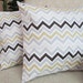 Neutral Chevron Throw Pillow Cover Decorative Couch Pillow Covers ZigZag Chocolate Brown Khaki Gray Bone Set of Two - 18 x 18