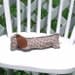 Brown Gingham Dachshund Wiener Dog OOAK Small Adult Toy Shelf Sitter