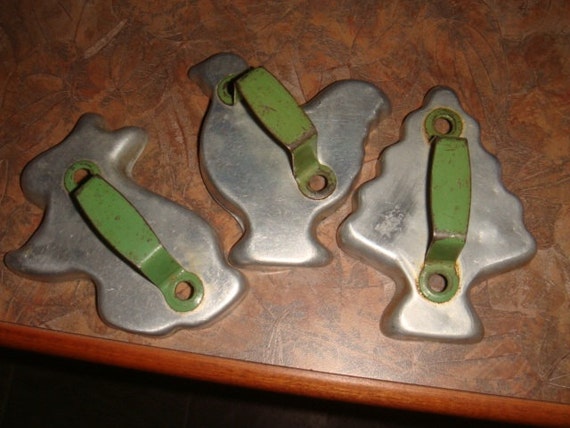 Old Antique Cookie Cutters with Green Handles Rooster