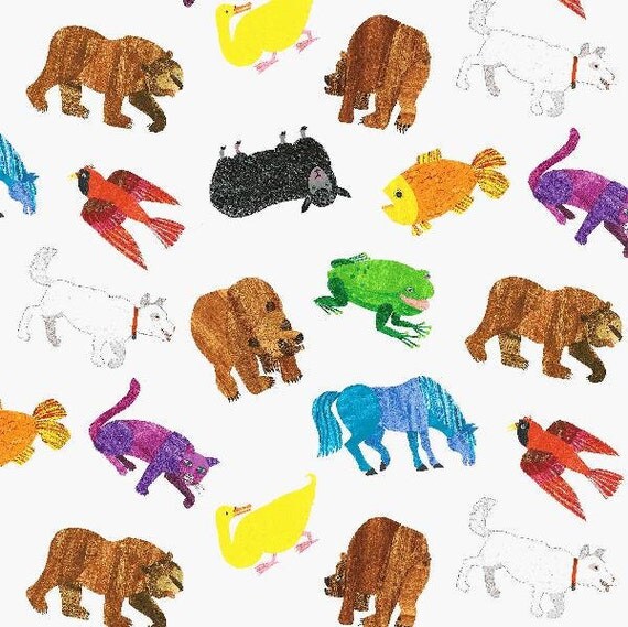 Eric Carle Brown Bear Animal Fabric 1 Yard