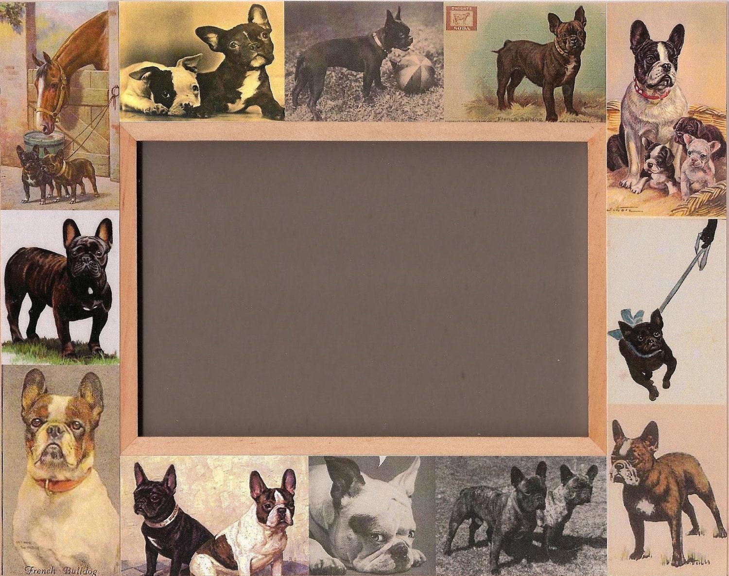 French Bulldog Photo Frame Vintage Antique Art