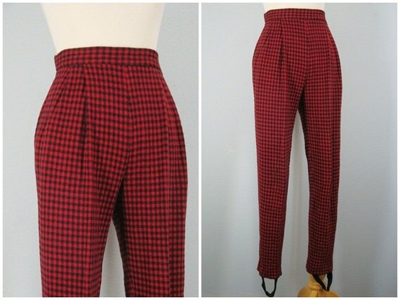 80s Pants / 1980s Pants / High Waist Stirrup Pants S