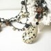 Dalmation jasper necklace crocheted champagne quartz black onyx bronze glass petro tourmaline