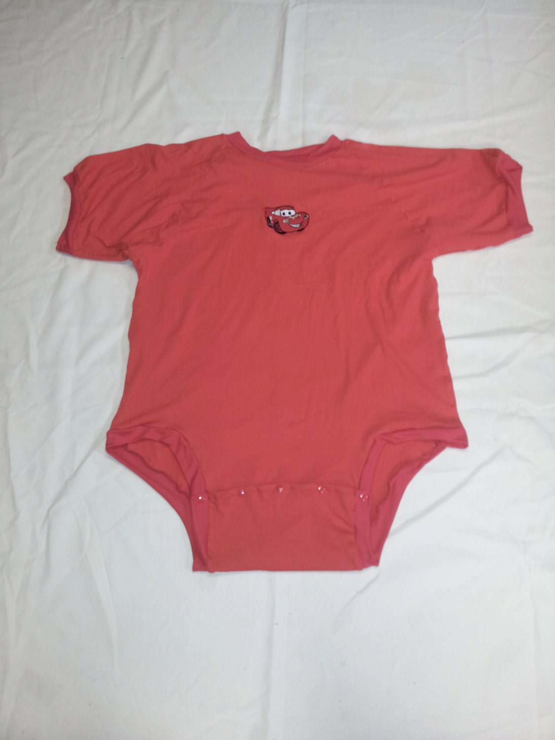 Adult Onesie Red with Lightning McQueen Size 48 inches