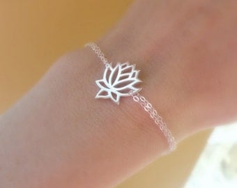 Silver Lotus bracelet, yoga jewelry, lotus flower, zen, sterling silver bracelet, minimal bracelet, dainty bracelet, new age jewelry, otis b