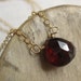 Luxe Solitaire Series, Claret, Faceted Garnet Cushion on 14K Gold Filled Chain, Necklace