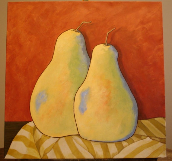 A Pair Of Pears By Meg Page | pair of pears still life 20x20 deep edge canvas A Pair Of Pears By Meg Page | pair of pears still life 20x20 deep edge canvas