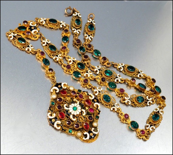 Reserved Art Deco Austro Hungarian Enamel Necklace by boylerpf