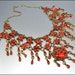 Coral Silver Huge Ethnic Necklace Fringe Bib Vintage Jewelry