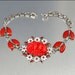 Art Deco Bracelet Enamel Coral Glass Silver Vintage 1930s Jewelry Coro