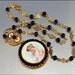 Art Deco Necklace Czech Glass Enamel Cameo Portrait Gold Porcelain VIntage 1920s Jewelry