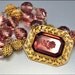 Czech Art Deco Necklace Glass Intaglio Flower Cameo Purple Bead Gold VIntage 1920s Jewelry