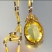 Art Deco Necklace Czech Glass Bead Rhinestone Gold Vintage Jewelry 1920s Citrine Yellow
