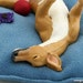 Greyhound Art Sculpture Handmade Dog Figurine Polymer Clay Animal Chase in Roach Position