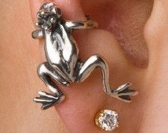 Frog Ear Cuff Silver Frog Prince Ear Cuff - Frog Jewelry Frog Earring - Non Pierced Ear Cuff - Silver Frog Fashion Ear Cuff Animal Jewelry