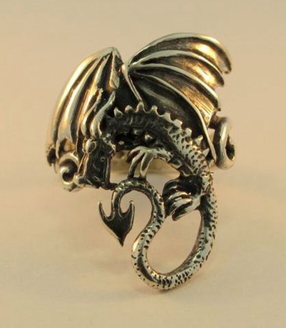 Silver Magic Dragon Ring by martymagic on Etsy