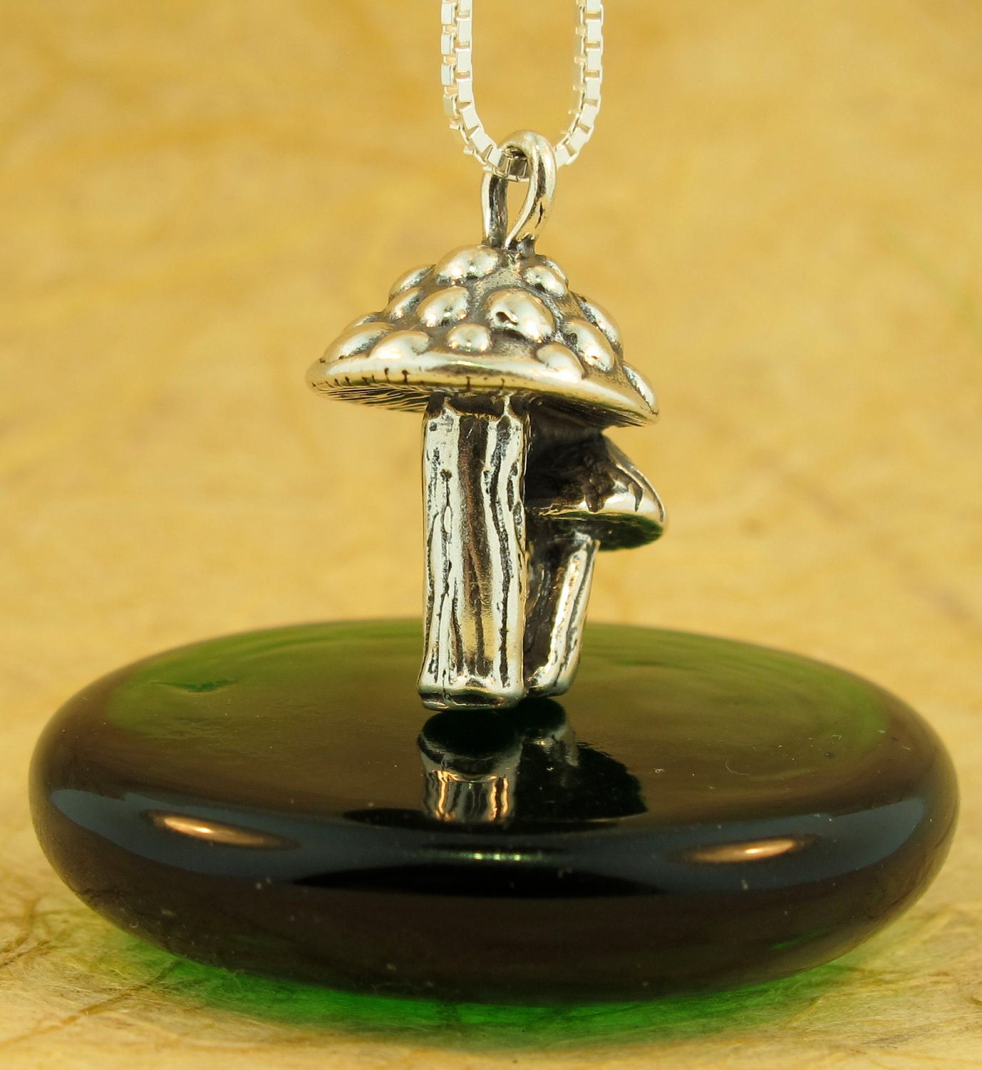 Mushroom Necklace Silver Magic Mushroom Charm by martymagic