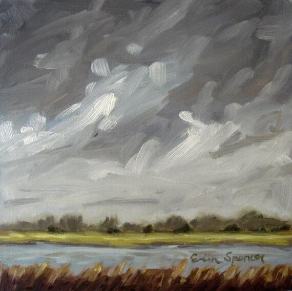 jamestown in the afternoon oil painting 8 x 8 by erinspencer