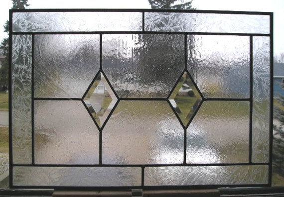 Clear Beveled Stained Glass Window Diamond by IllinoisArtGlass