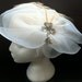 Reserved. Jan 26. Ivory Sequin Feather Veil Wool Hat Wedding Bridal by David Howard 22" Diameter . Abox