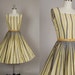 vintage 1950s dress 50s dress full skirt striped cotton gold gray day dress