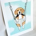 Swinging Beagle - Eco-friendly 7x9 Print