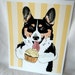 Cupcake Corgi with Yellow Stripes - 8x10 Eco-friendly Print